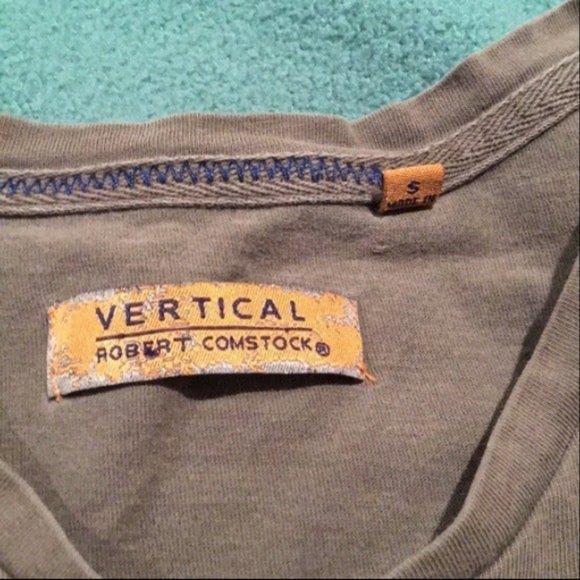 Vertical By Robert Comstock Olive Green V Neck Shirt with Pocket - Picture 3 of 5